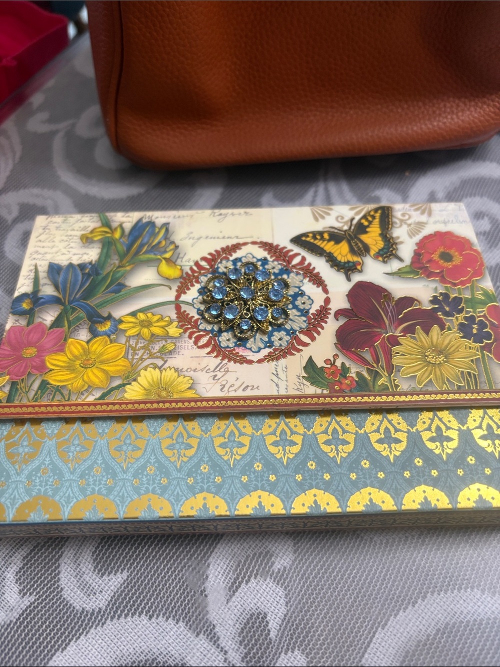 Punch Studio Teal and Gold Patterned Note Card Set